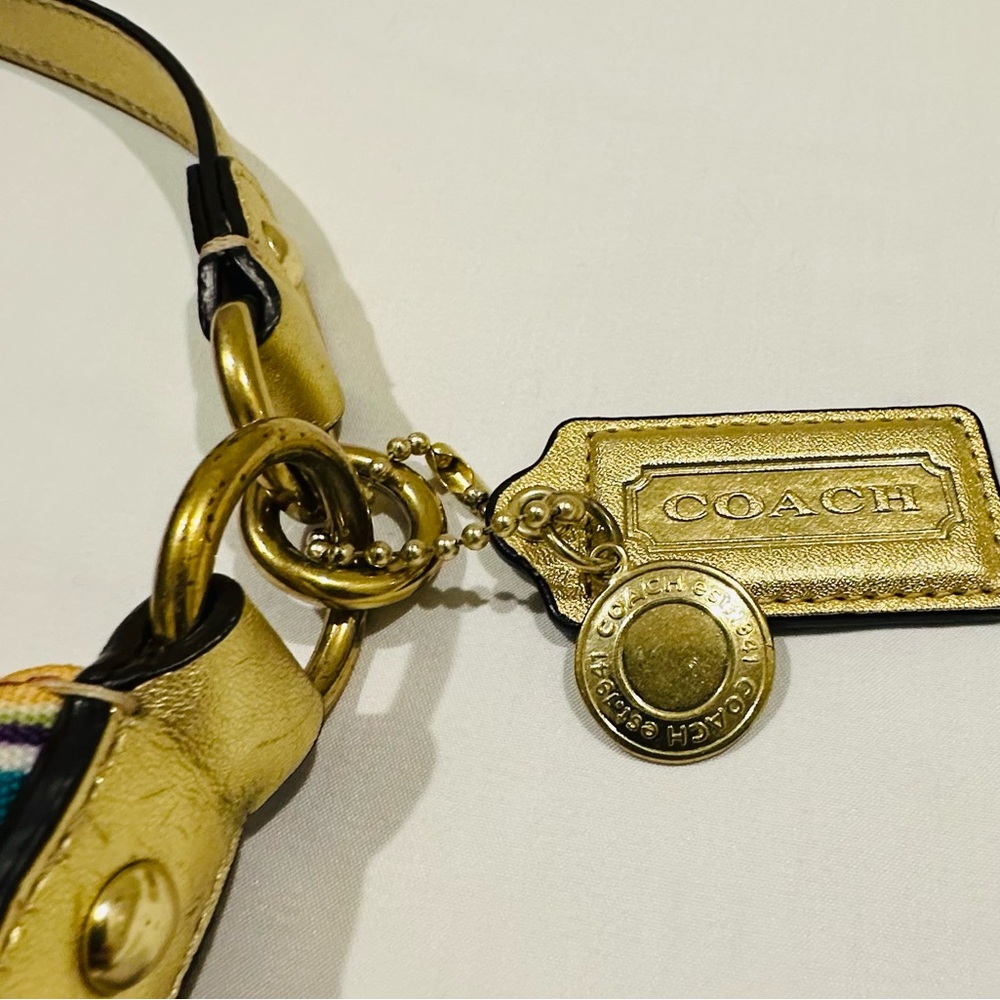 Coach Multicolor Signature Circle Print Shoulder Bag with Gold Accents - Picture 3 of 14